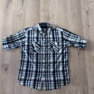 Beverly Hills Polo Club Black & White Plaid Button-Down Shirt